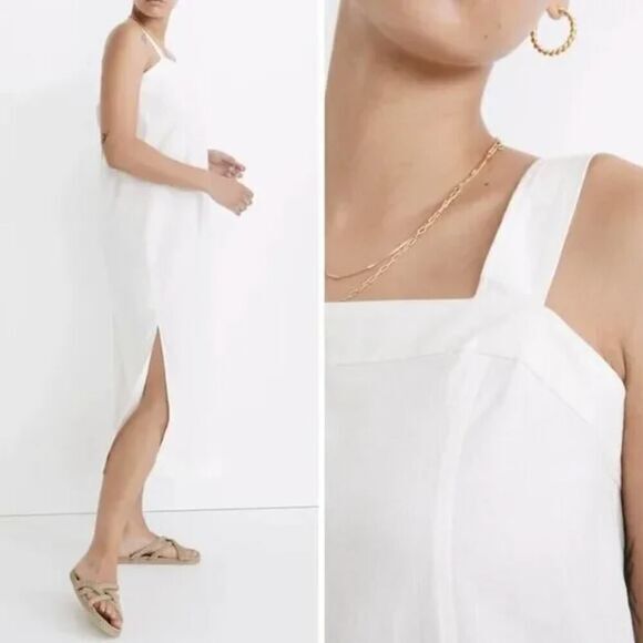 New! Madewell Linen-Cotton Princess-Seamed Midi‎ Dress, size XXS - Picture 2 of 13